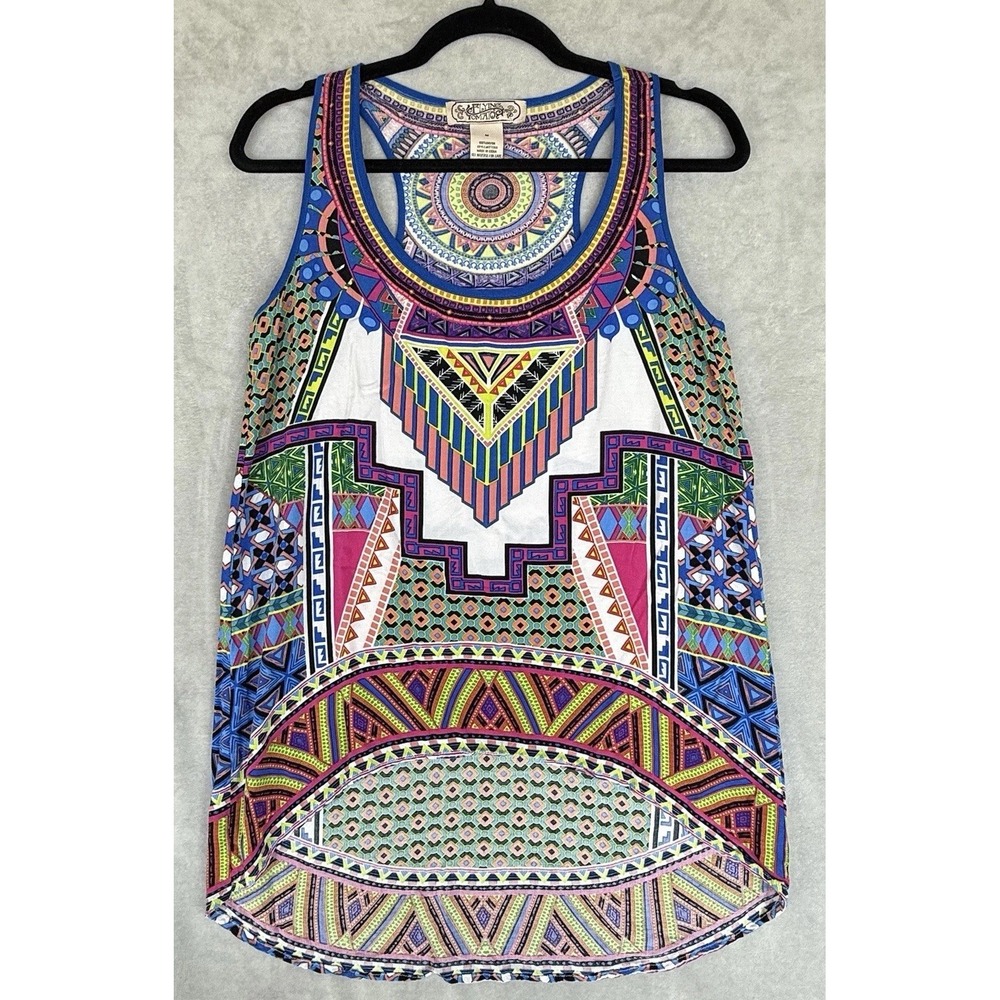 Flying Tomato Anthropologie Boho‎ Hippy Print High Low Tunic Tank Size Medium